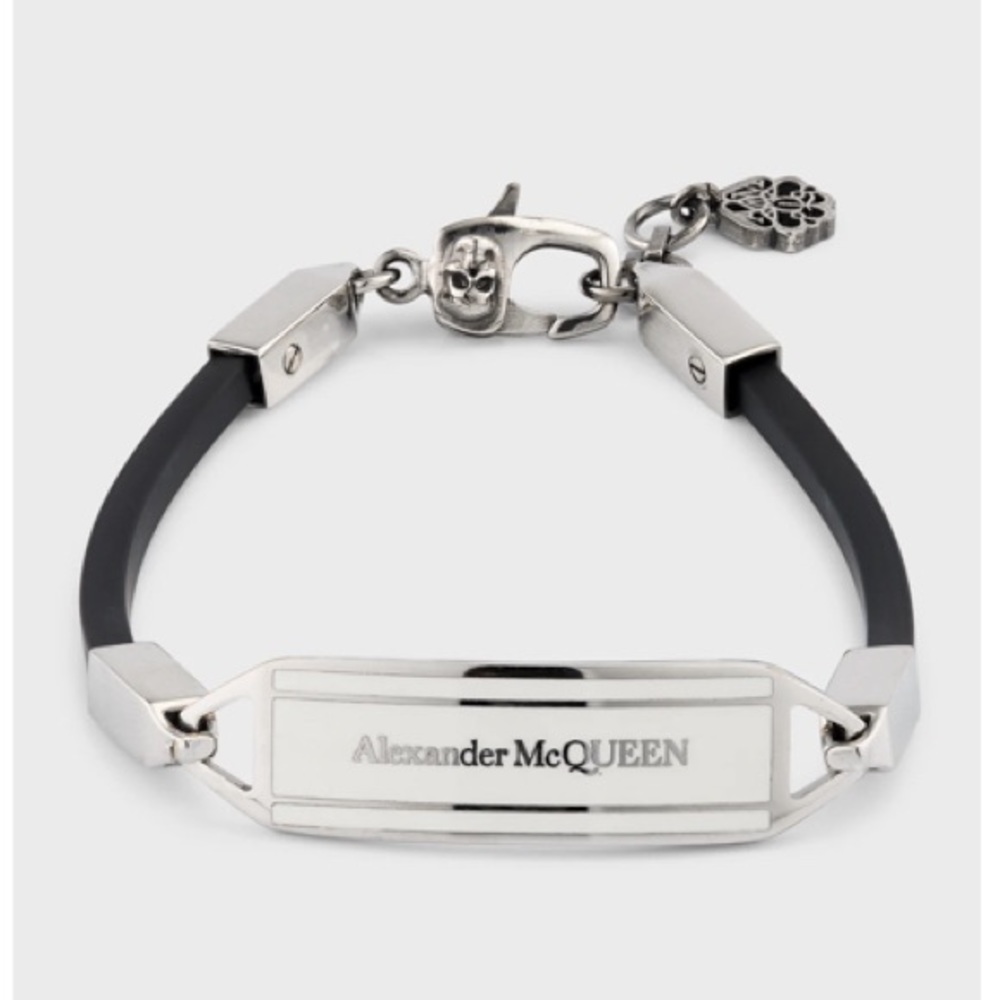 Alexander McQueen men’s logo enamel rubber bracelet brand new